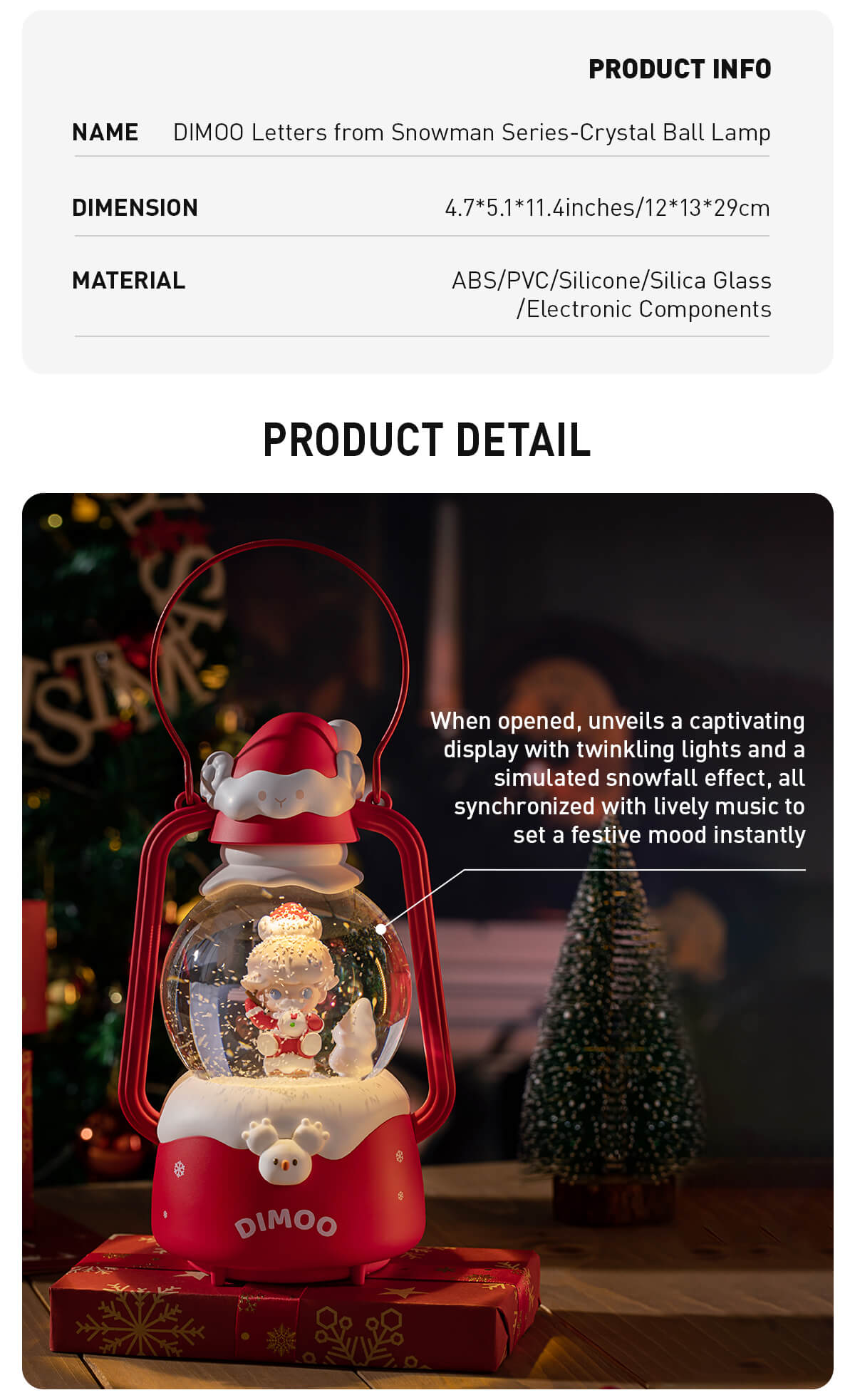 DIMOO Letters from Snowman Series-Crystal Ball Lamp - POP