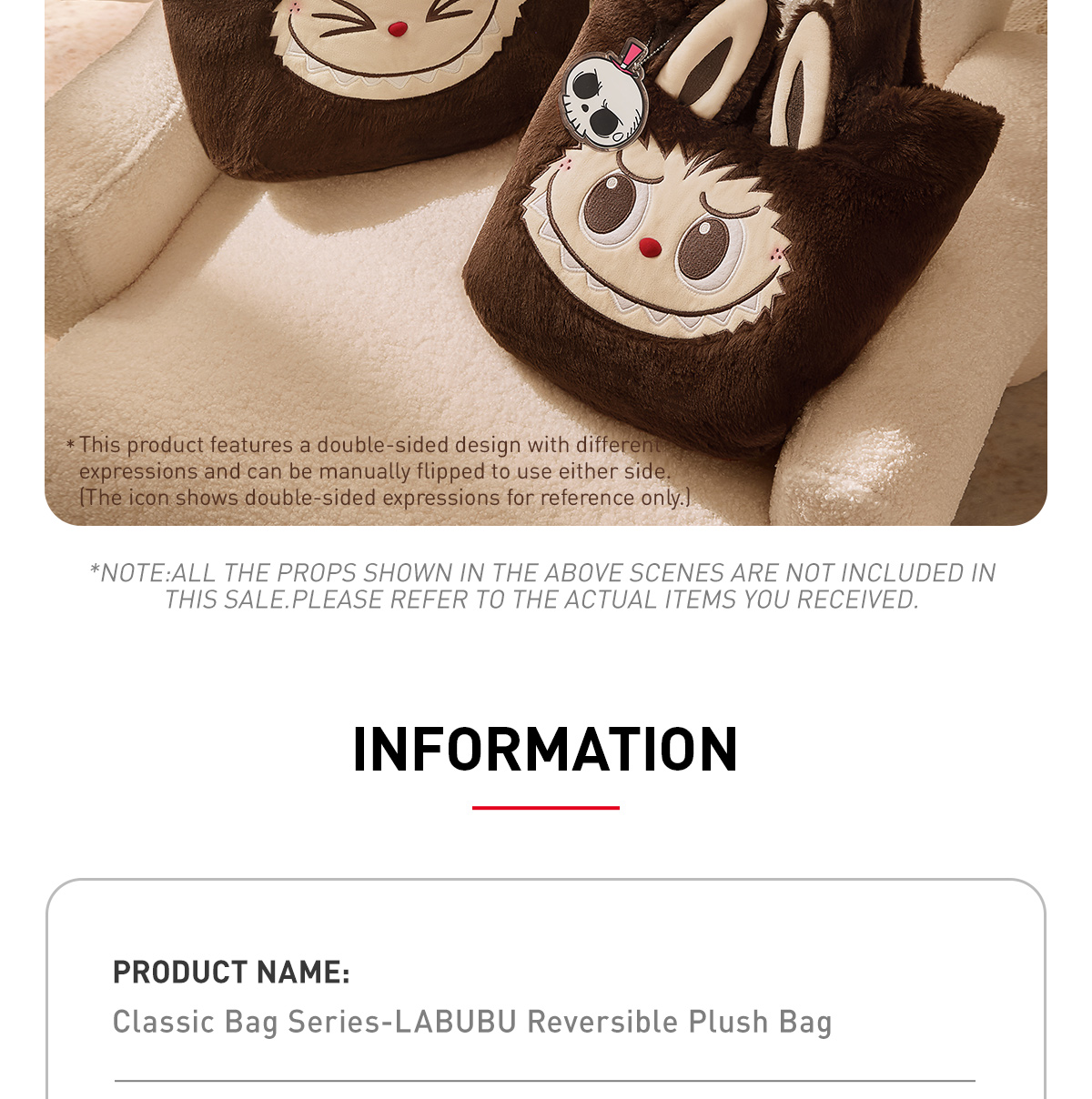 ★POPMART★ LABUBU CLASSIC BAG SERIES REVERSIBLE PLUSH BAG Pop Mart The Monsters Labubu Classic Bag Series Reversible